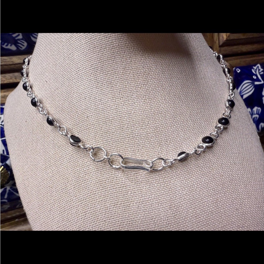 Sterling Silver Onyx Statement Necklace Southwestern Jewelry